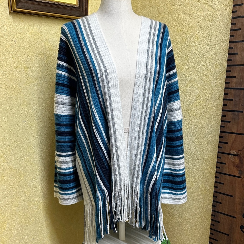 Striped Blue/White/Black Women's buttonless Sweater